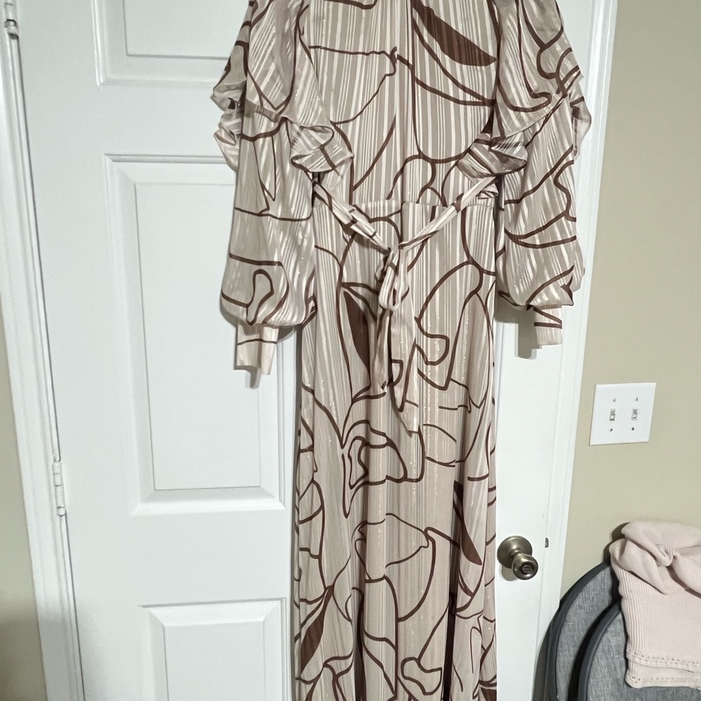 Elegant Cream and Brown Jumpsuit